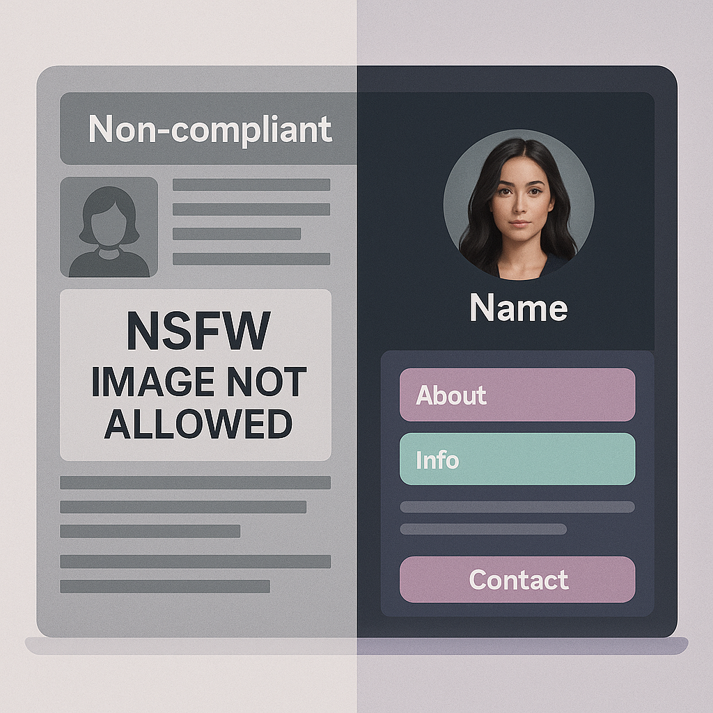 NSFW rejected vs compliant profile